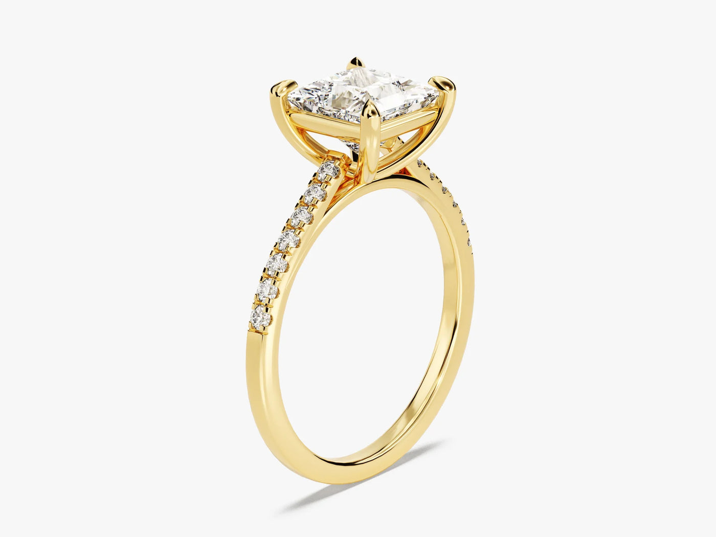 1.50CT Princess Diamond Pave Setting Moissanite Engagement Ring