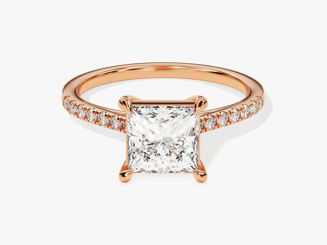 2.0CT Princess Diamond Pave Setting Moissanite Engagement Ring