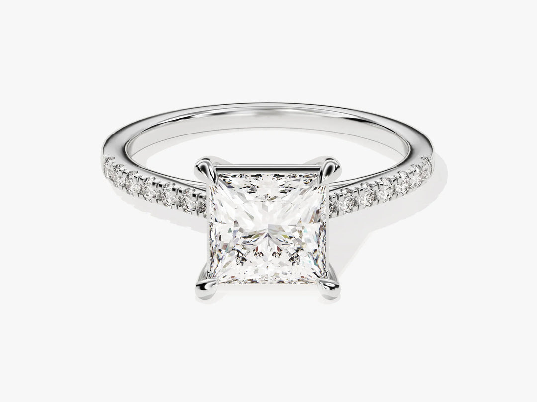 2.0CT Princess Diamond Pave Setting Moissanite Engagement Ring