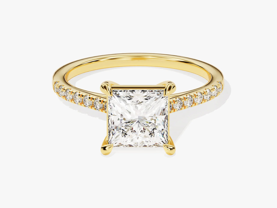2.0CT Princess Diamond Pave Setting Moissanite Engagement Ring