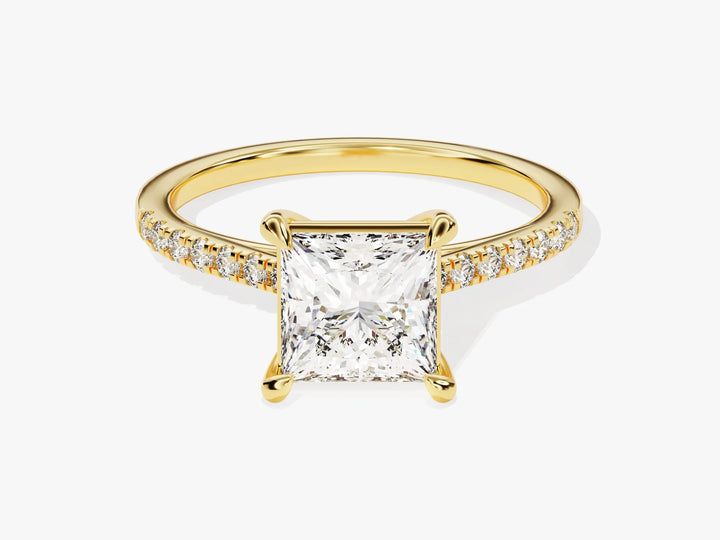 2.0CT Princess Diamond Pave Setting Moissanite Engagement Ring