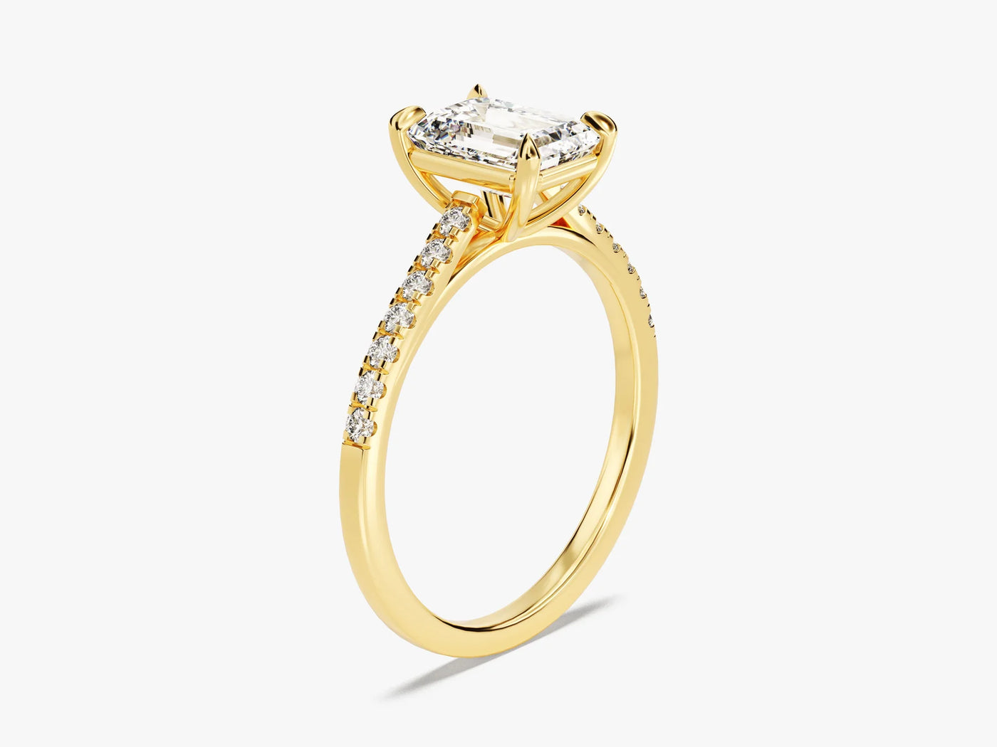 1.50CT Emerald Diamond Pave Setting Moissanite Engagement Ring