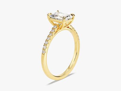 1.50CT Emerald Diamond Pave Setting Moissanite Engagement Ring