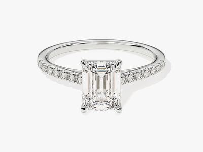 1.50CT Emerald Diamond Pave Setting Moissanite Engagement Ring