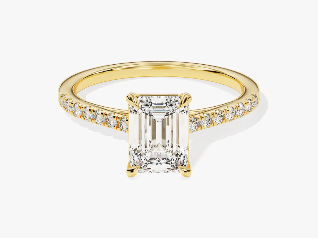 1.50CT Emerald Diamond Pave Setting Moissanite Engagement Ring