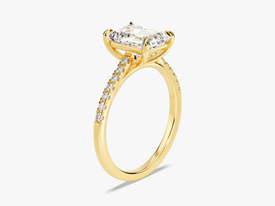 2.0CT Emerald Diamond Pave Setting Moissanite Engagement Ring