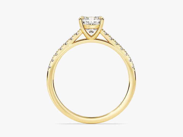 1.0CT Cushion Diamond Pave Setting Moissanite Engagement Ring