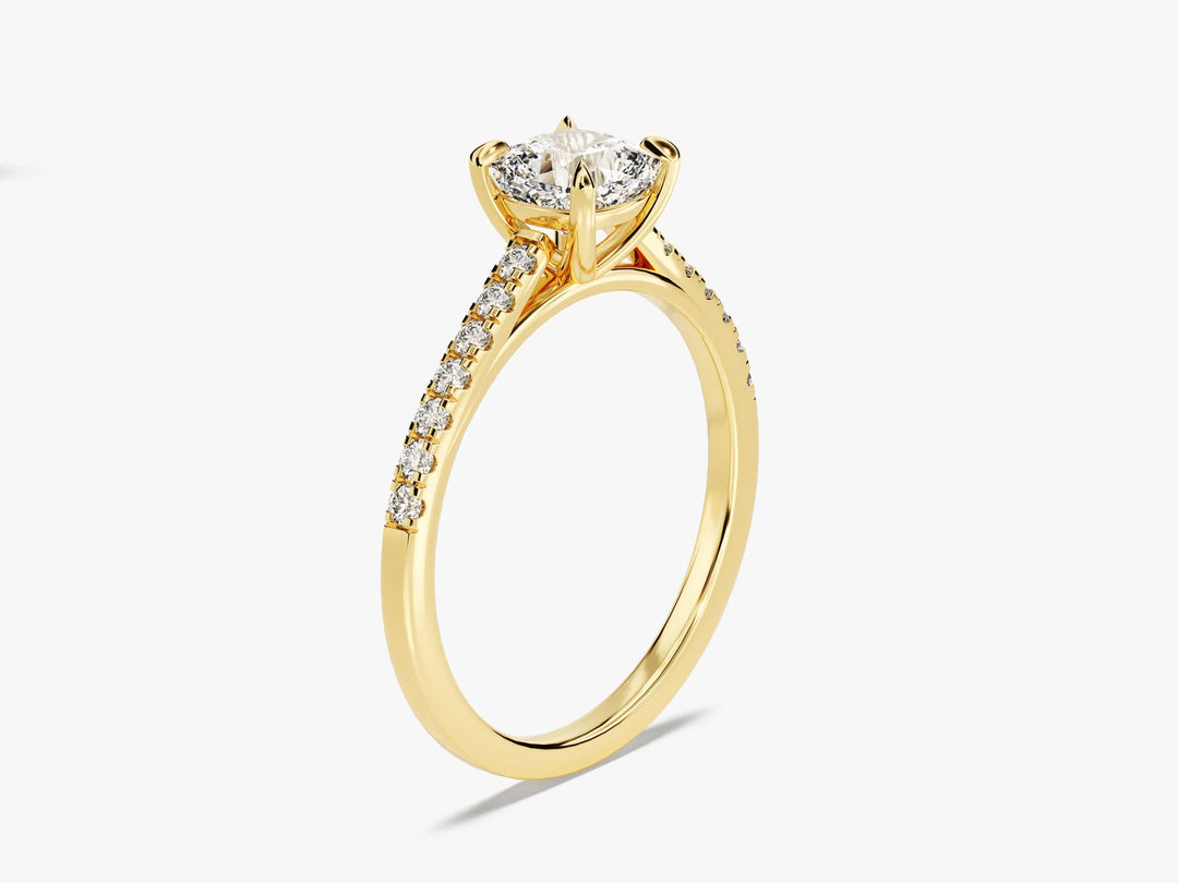 1.0CT Cushion Diamond Pave Setting Moissanite Engagement Ring