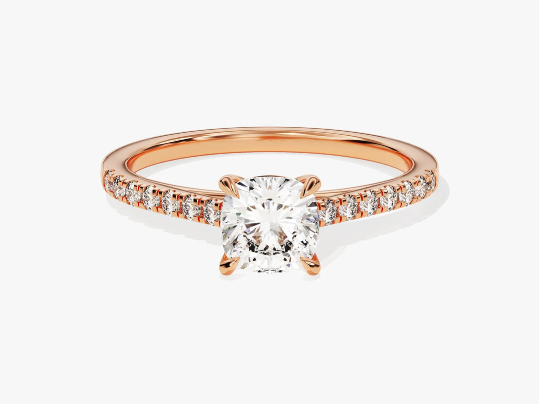 1.0CT Cushion Diamond Pave Setting Moissanite Engagement Ring