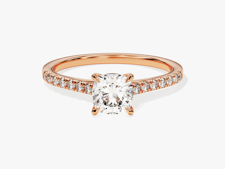 1.0CT Cushion Diamond Pave Setting Moissanite Engagement Ring