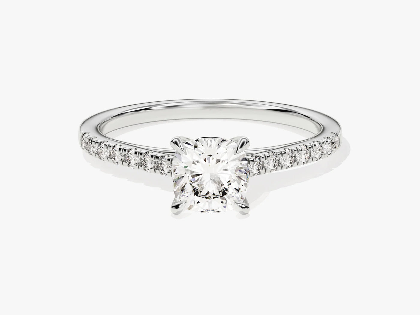 1.0CT Cushion Diamond Pave Setting Moissanite Engagement Ring