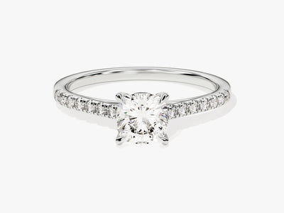 1.0CT Cushion Diamond Pave Setting Moissanite Engagement Ring