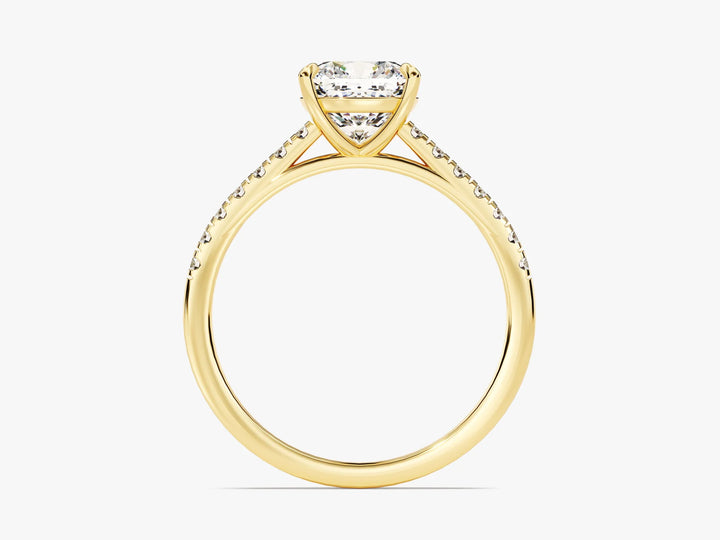 2.0CT Cushion Diamond Pave Setting Moissanite Engagement Ring