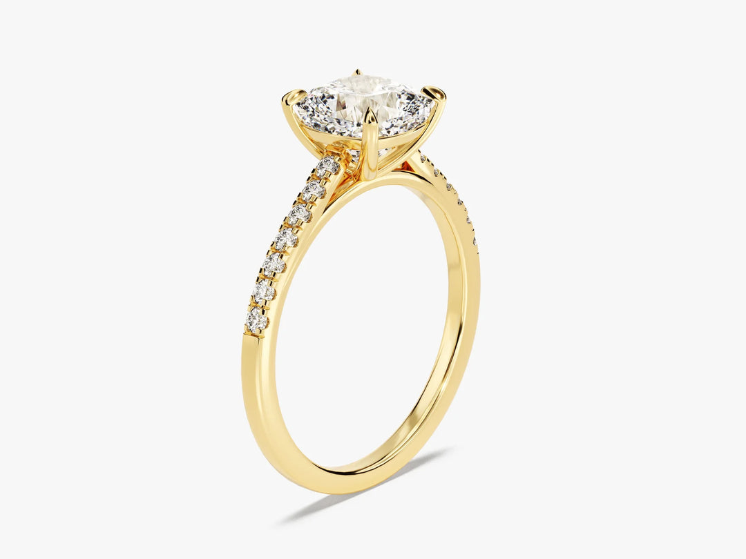 2.0CT Cushion Diamond Pave Setting Moissanite Engagement Ring