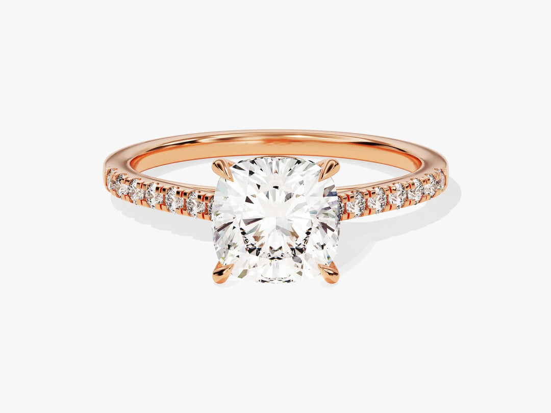 2.0CT Cushion Diamond Pave Setting Moissanite Engagement Ring