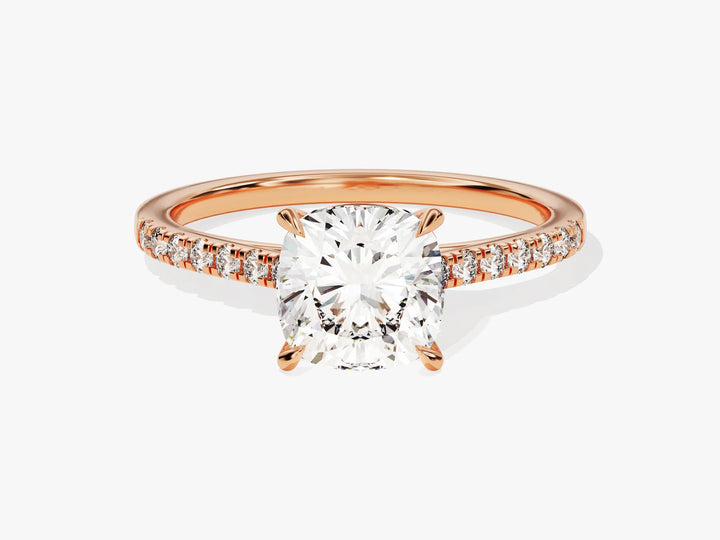 2.0CT Cushion Diamond Pave Setting Moissanite Engagement Ring