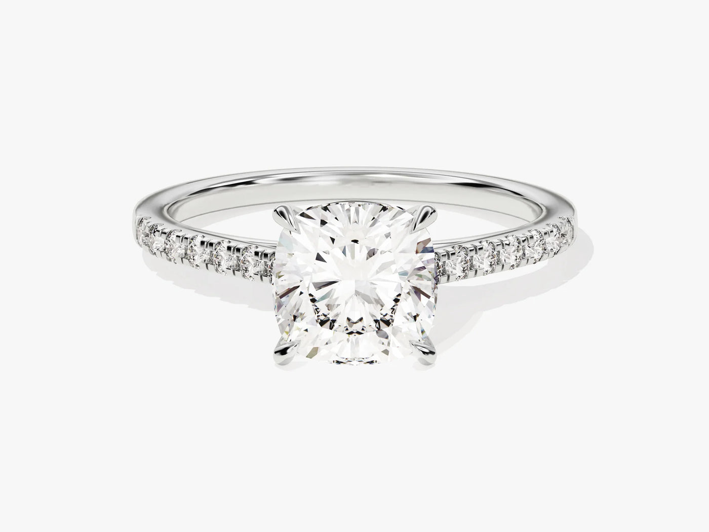 2.0CT Cushion Diamond Pave Setting Moissanite Engagement Ring