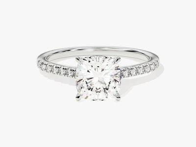 2.0CT Cushion Diamond Pave Setting Moissanite Engagement Ring