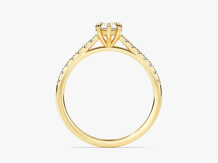 1.0CT Pear Diamond Pave Setting Moissanite Engagement Ring