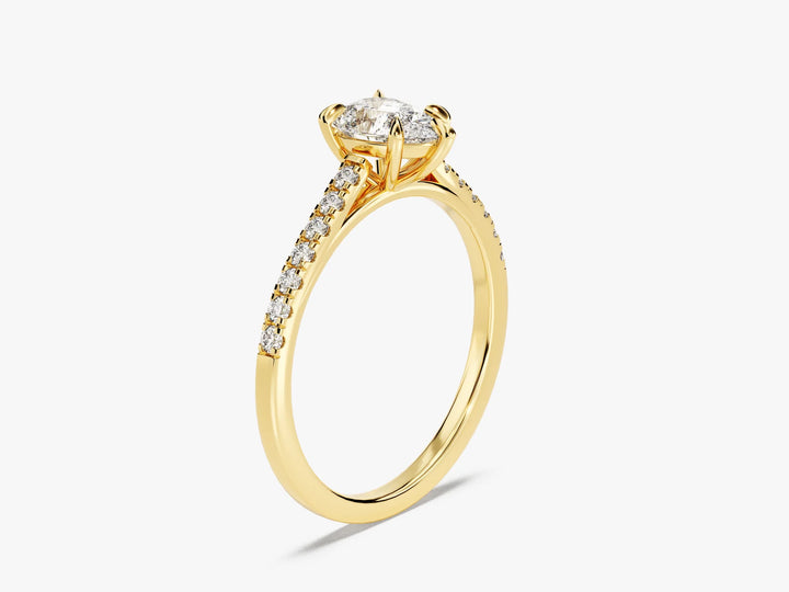 1.0CT Pear Diamond Pave Setting Moissanite Engagement Ring