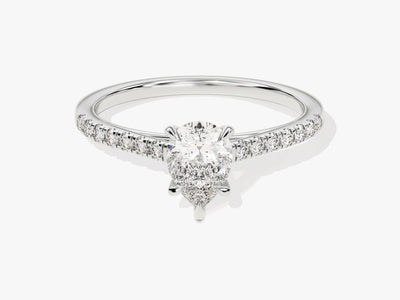 1.0CT Pear Diamond Pave Setting Moissanite Engagement Ring