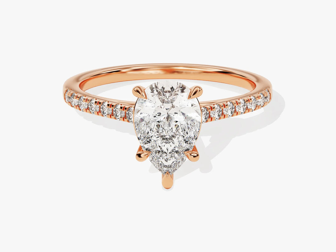 1.50CT Pear Diamond Pave Setting Moissanite Engagement Ring