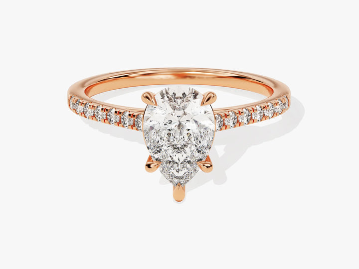 1.50CT Pear Diamond Pave Setting Moissanite Engagement Ring