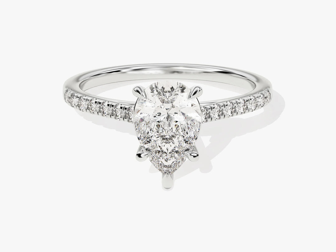 1.50CT Pear Diamond Pave Setting Moissanite Engagement Ring