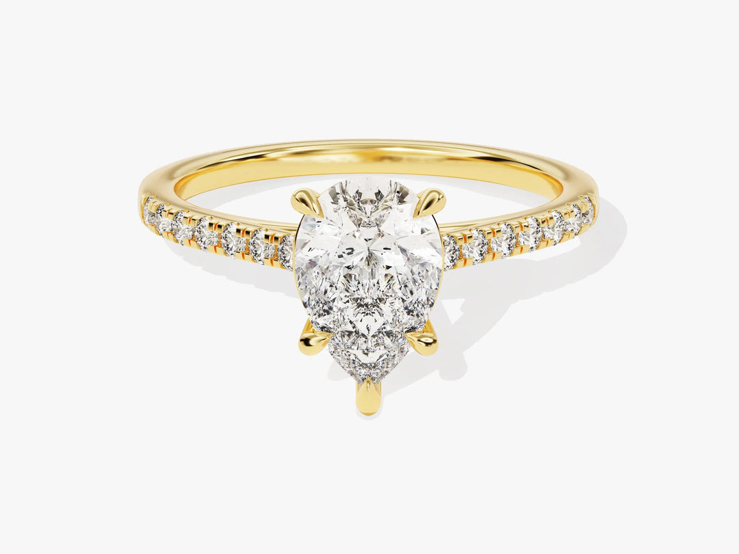 1.50CT Pear Diamond Pave Setting Moissanite Engagement Ring