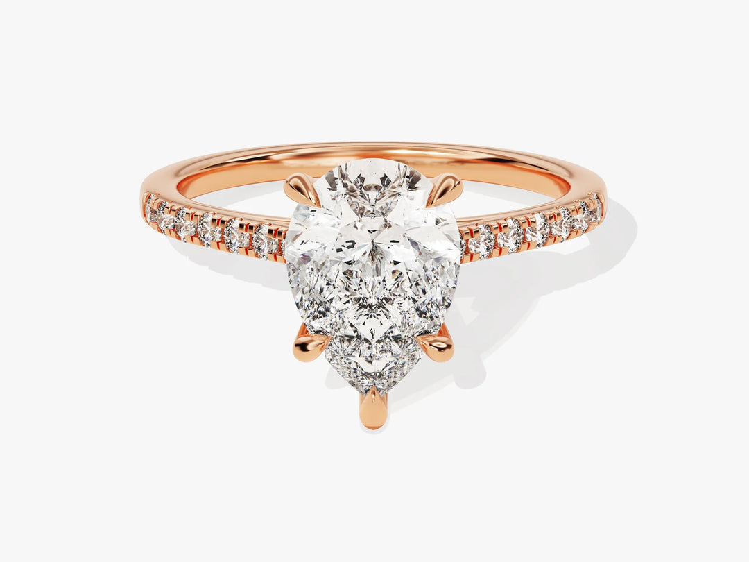 2.0CT Pear Diamond Pave Setting Moissanite Engagement Ring
