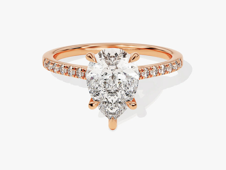 2.0CT Pear Diamond Pave Setting Moissanite Engagement Ring
