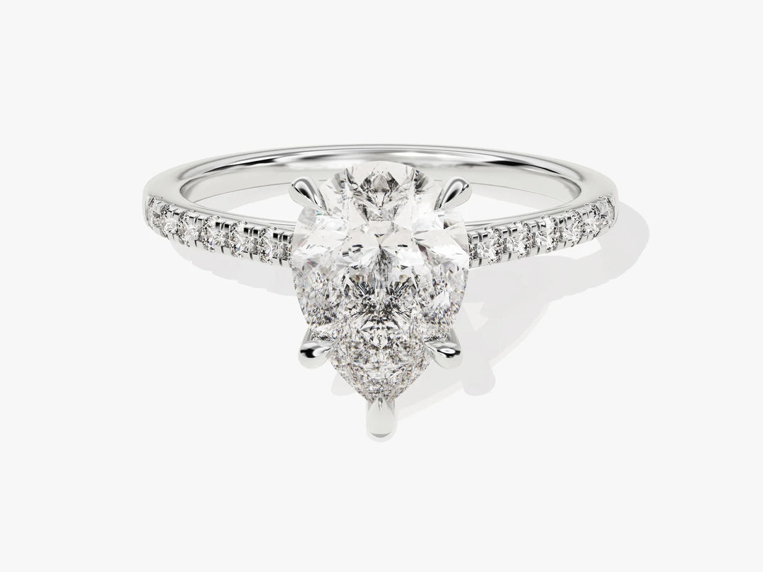 2.0CT Pear Diamond Pave Setting Moissanite Engagement Ring