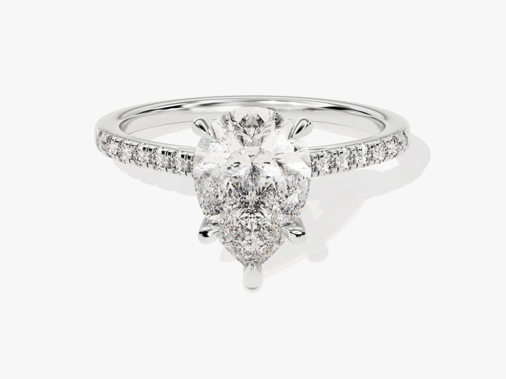2.0CT Pear Diamond Pave Setting Moissanite Engagement Ring