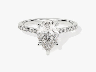 2.0CT Pear Diamond Pave Setting Moissanite Engagement Ring