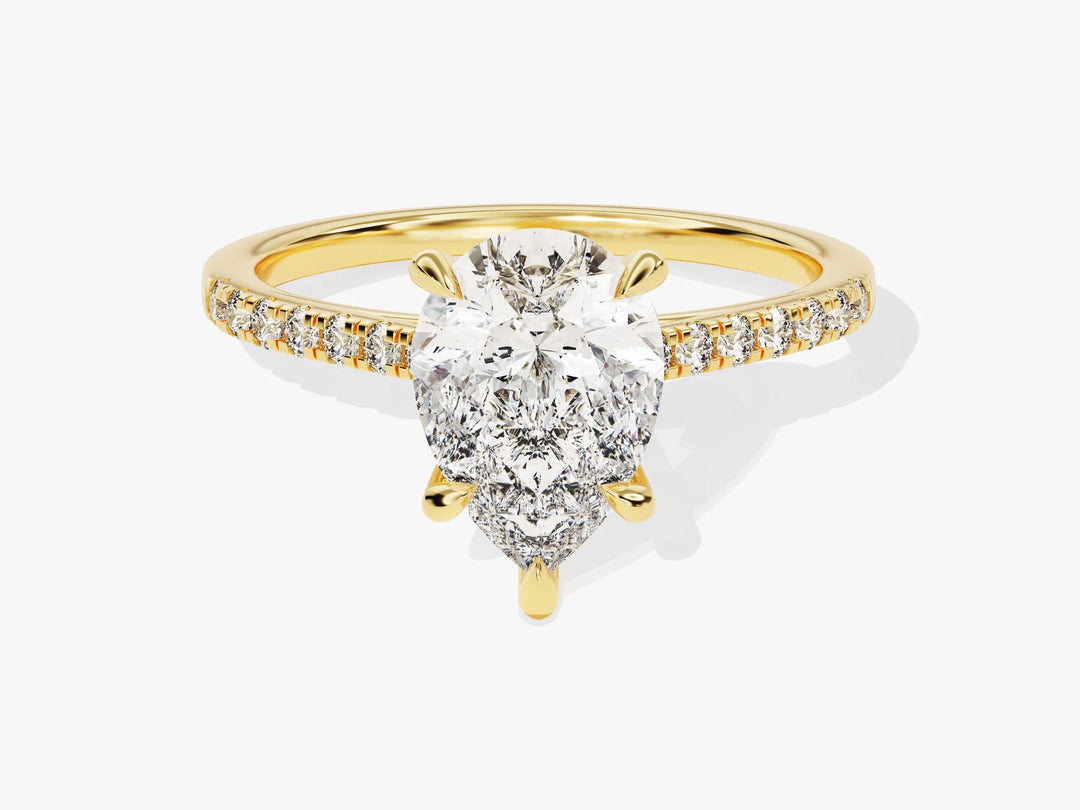 2.0CT Pear Diamond Pave Setting Moissanite Engagement Ring