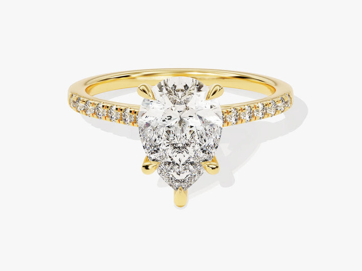 2.0CT Pear Diamond Pave Setting Moissanite Engagement Ring