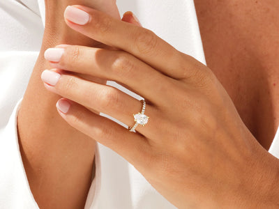 2.0CT Pear Diamond Pave Setting Moissanite Engagement Ring