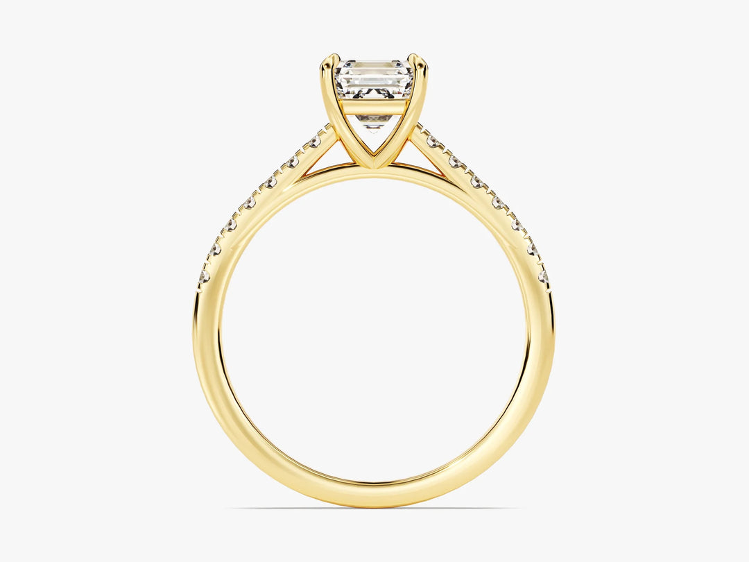 1.0CT Asscher Diamond Pave Setting Moissanite Engagement Ring
