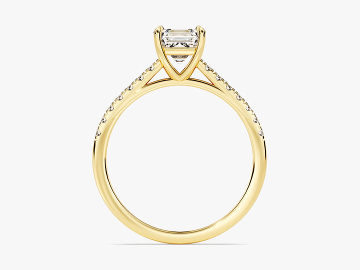 1.0CT Asscher Diamond Pave Setting Moissanite Engagement Ring