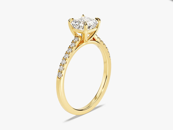 1.0CT Asscher Diamond Pave Setting Moissanite Engagement Ring