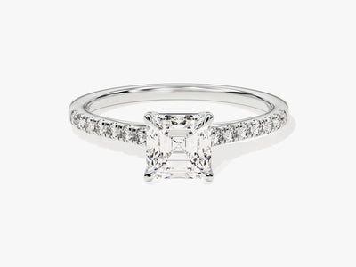 1.0CT Asscher Diamond Pave Setting Moissanite Engagement Ring