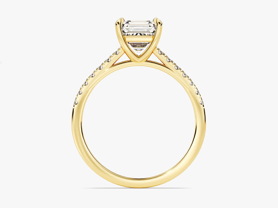 1.50CT Asscher Diamond Pave Setting Moissanite Engagement Ring