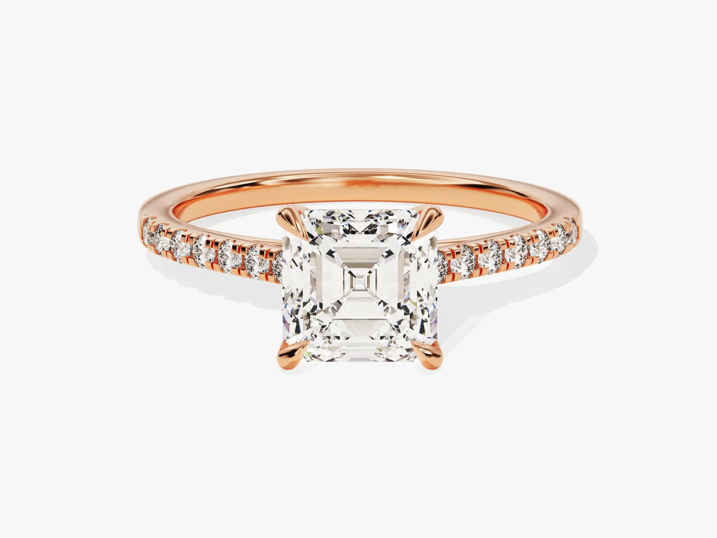 1.50CT Asscher Diamond Pave Setting Moissanite Engagement Ring