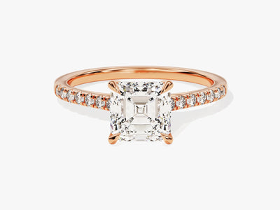 1.50CT Asscher Diamond Pave Setting Moissanite Engagement Ring