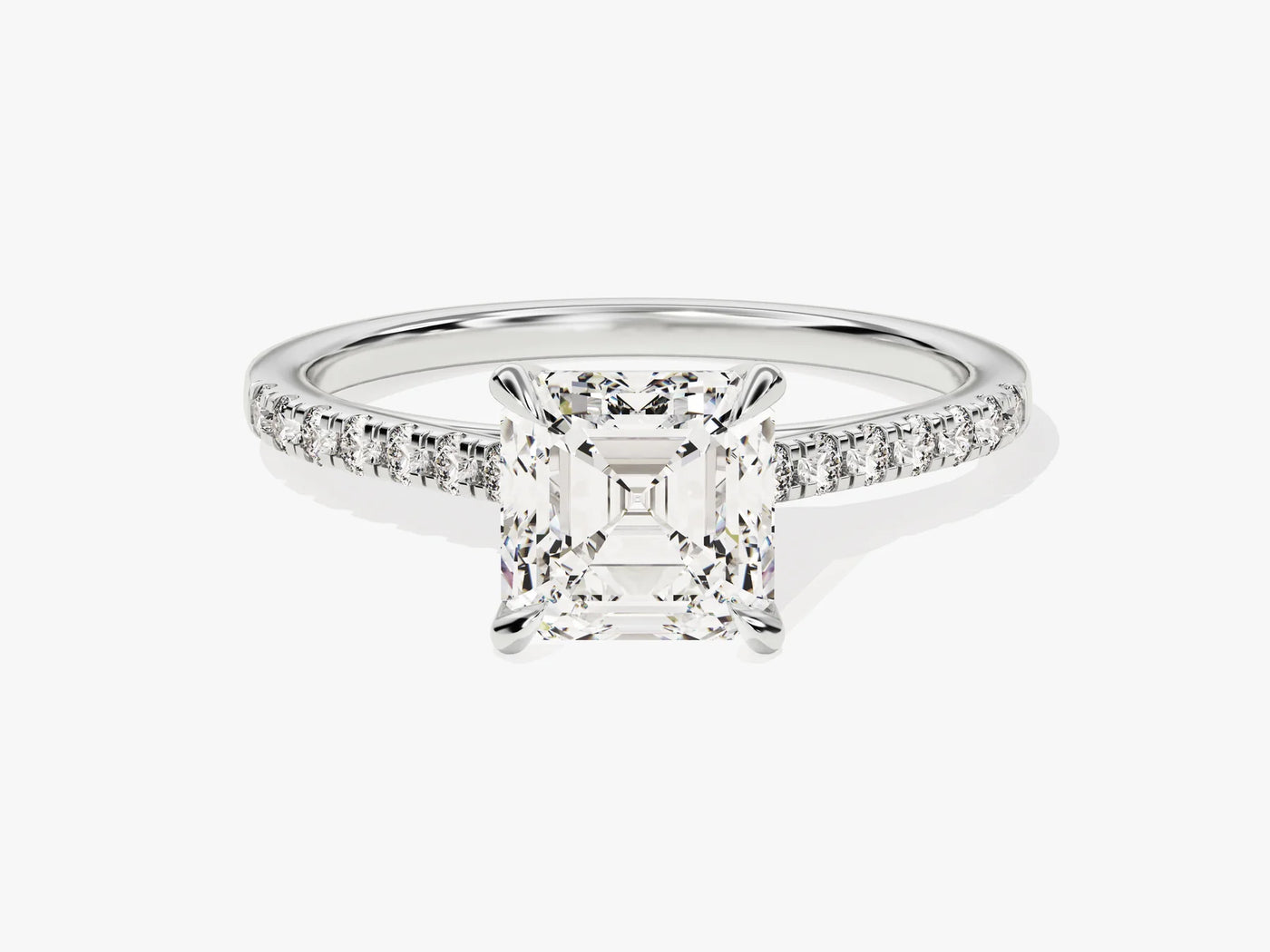 1.50CT Asscher Diamond Pave Setting Moissanite Engagement Ring