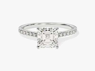1.50CT Asscher Diamond Pave Setting Moissanite Engagement Ring