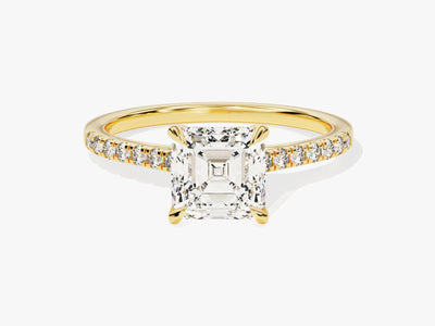 1.50CT Asscher Diamond Pave Setting Moissanite Engagement Ring