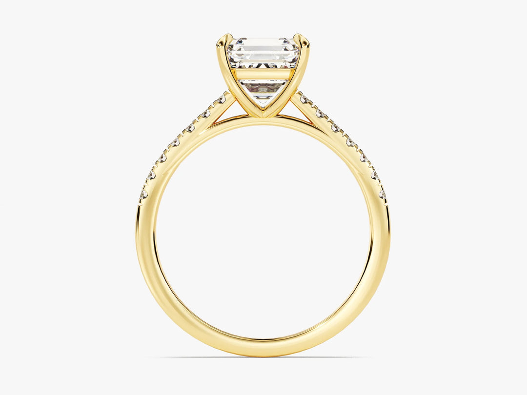 2.0CT Asscher Diamond Pave Setting Moissanite Engagement Ring