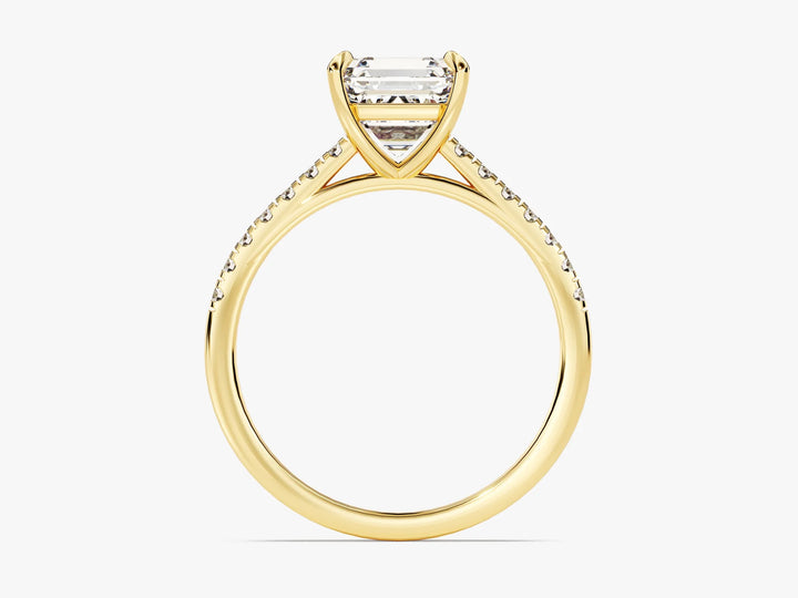 2.0CT Asscher Diamond Pave Setting Moissanite Engagement Ring