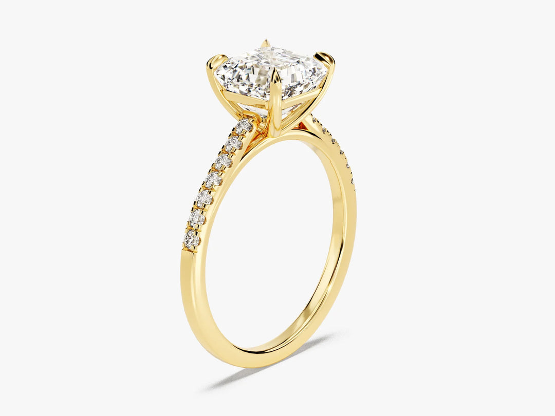 2.0CT Asscher Diamond Pave Setting Moissanite Engagement Ring